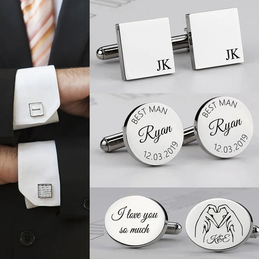Personalized Men's Shirt Stainless Steel Cufflinks