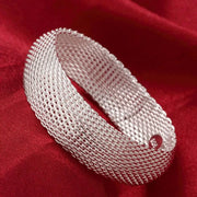 Unisex Trendy Style 925 Silver Round Heart Open Bracelet Jewelry Cuff Bangles
