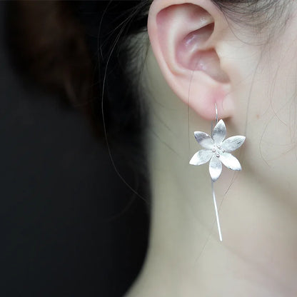 Elegant 925 sterling silver New Design Long Flower Earrings For Women