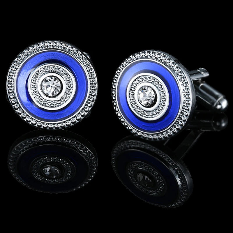 Unisex Blue Crystal zircon Cufflinks Classic Style Jewelry Gifts