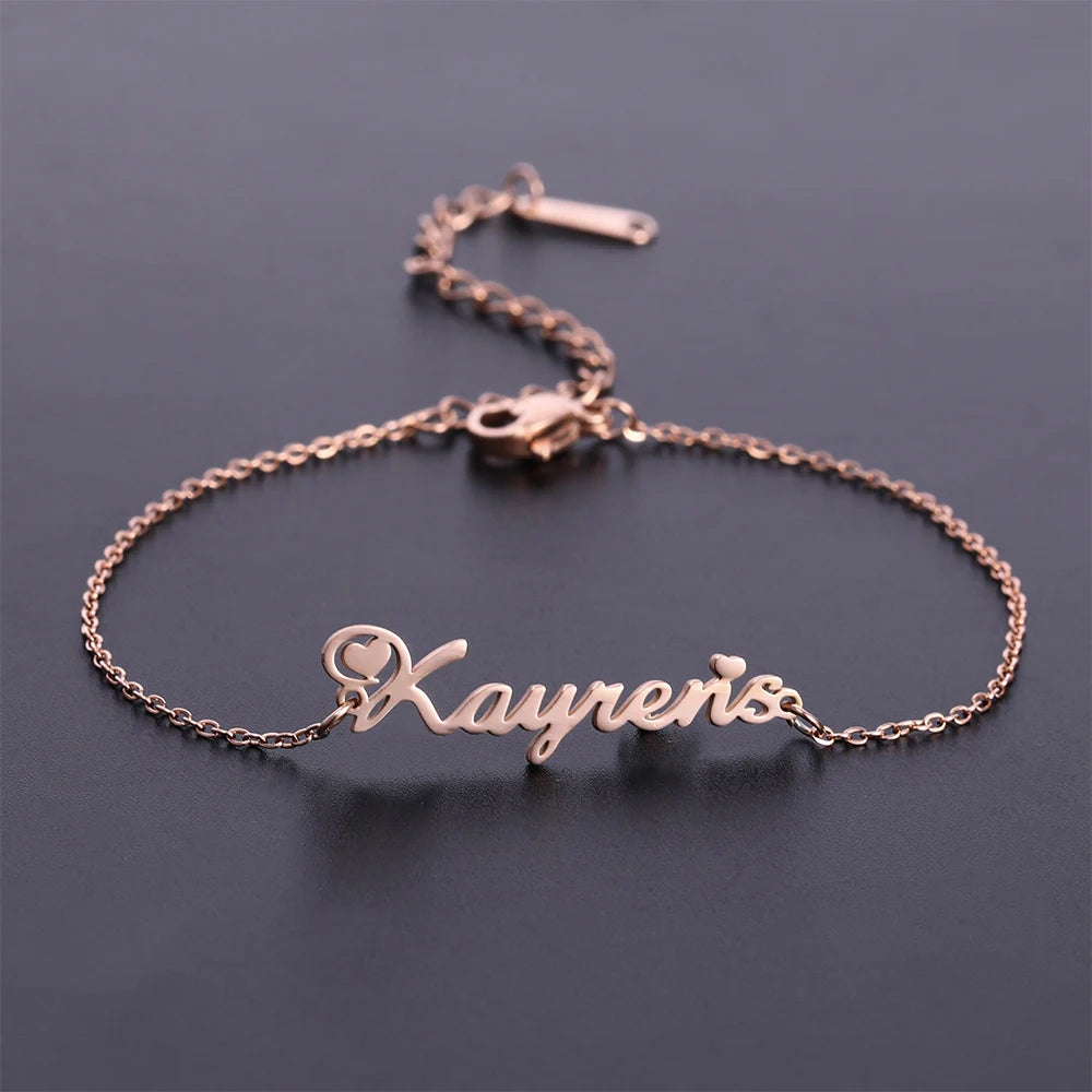 Custom Name Anklet Bracelet for Women Personalized Stainless