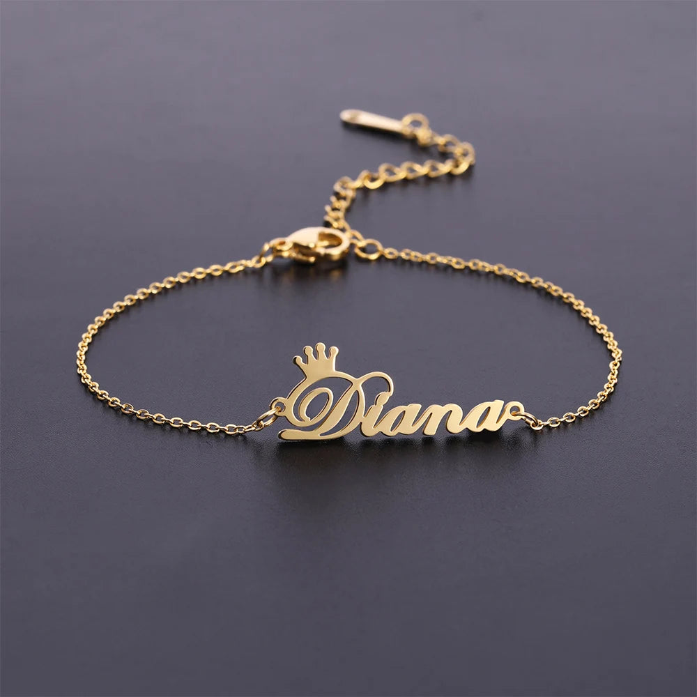 Custom Name Anklet Bracelet for Women Personalized Stainless