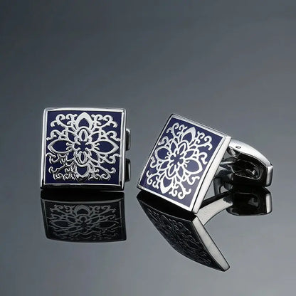 Elegant Mahogany Carbon Fiber Cufflinks for Men's French Shirt