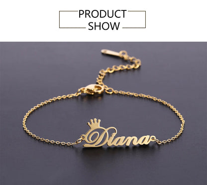 Custom Name Anklet Bracelet for Women Personalized Stainless