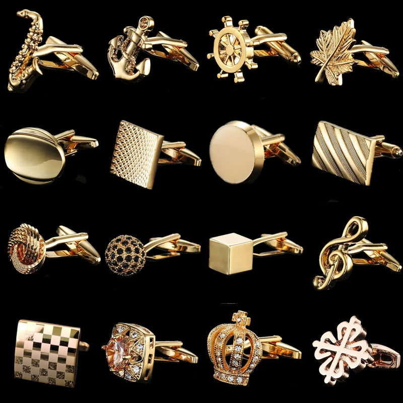18K Gold-Plated Luxury Cufflinks Classic Style For Men's French Shirt