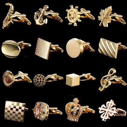 18K Gold-Plated Luxury Cufflinks Classic Style For Men's French Shirt