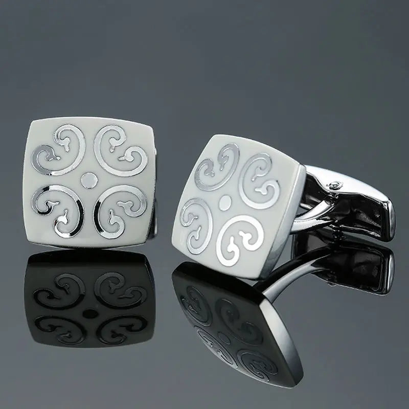 Elegant Mahogany Carbon Fiber Cufflinks for Men's French Shirt