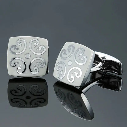 Elegant Mahogany Carbon Fiber Cufflinks for Men's French Shirt
