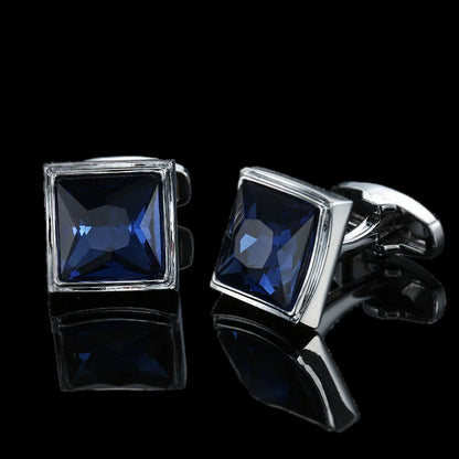 Unisex Blue Crystal zircon Cufflinks Classic Style Jewelry Gifts