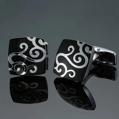 Elegant Mahogany Carbon Fiber Cufflinks for Men's French Shirt
