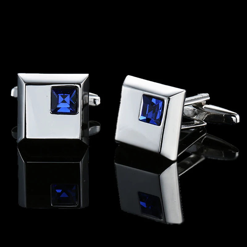 Unisex Blue Crystal zircon Cufflinks Classic Style Jewelry Gifts