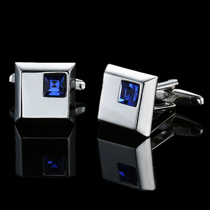 Unisex Blue Crystal zircon Cufflinks Classic Style Jewelry Gifts