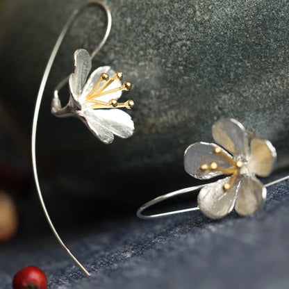 Elegant 925 sterling silver New Design Long Flower Earrings For Women