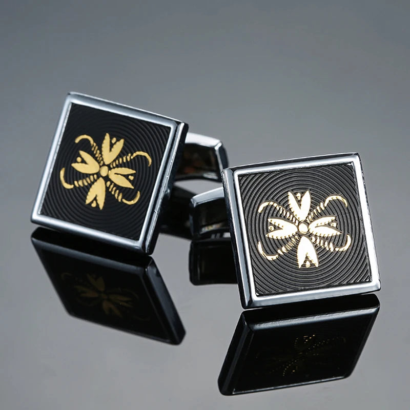 Elegant Mahogany Carbon Fiber Cufflinks for Men's French Shirt