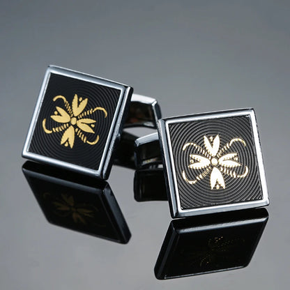 Elegant Mahogany Carbon Fiber Cufflinks for Men's French Shirt