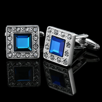 Unisex Blue Crystal zircon Cufflinks Classic Style Jewelry Gifts