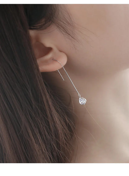Hot Sale 925 Sterling Silver Long Water Drop Earrings  for Women
