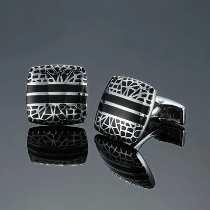 Elegant Mahogany Carbon Fiber Cufflinks for Men's French Shirt