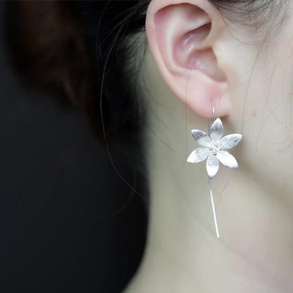 Elegant 925 sterling silver New Design Long Flower Earrings For Women