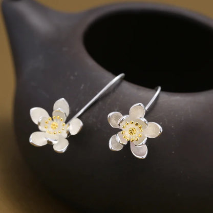 Elegant 925 sterling silver New Design Long Flower Earrings For Women