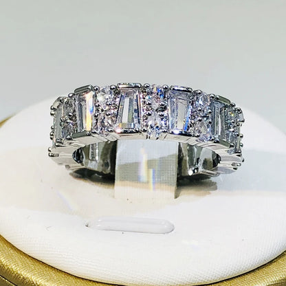 S925 Silver Bar White Zircon Ring Jewelry for Women