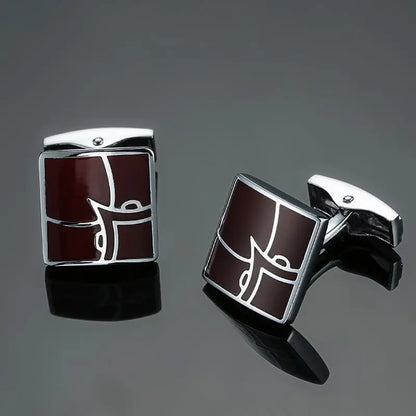 Elegant Mahogany Carbon Fiber Cufflinks for Men's French Shirt