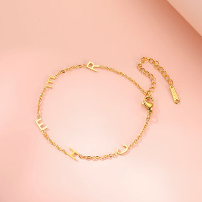 Custom Initial Letter Bracelet For Women - Stainless Steel