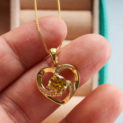 1 Carat Moissanite Pendant Necklace Silver Gold Color S925 Silver Jewelry