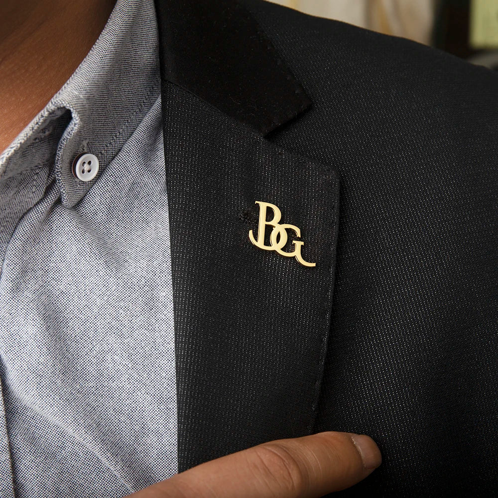 Custom Initials Brooch Stainless Steel Initials Letters