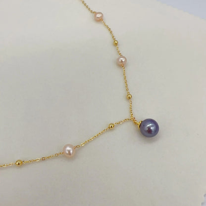 Pearl Necklace 18K Gold Plated Big Round Pearl Pendant Jewelry