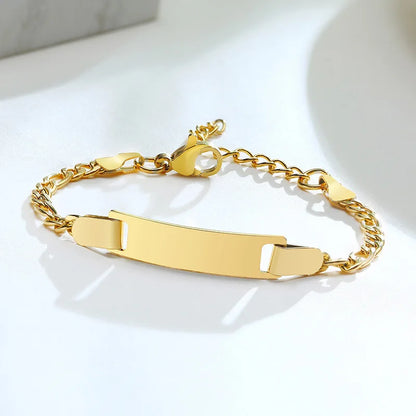 Engraved Baby Name Bracelet Custom Letter Date Kids Jewelry Stainless Steel