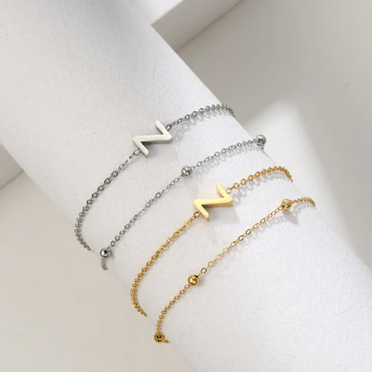 New Fashion A-Z Letter Double Layer Bracelets Simple Stainless
