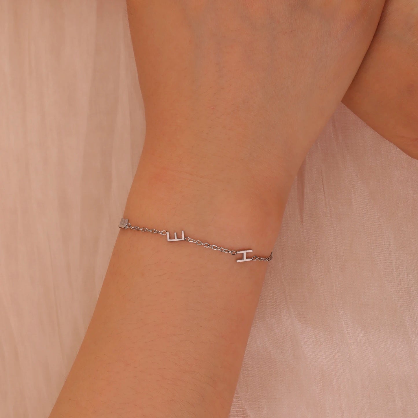 Custom Initial Letter Bracelet For Women - Stainless Steel