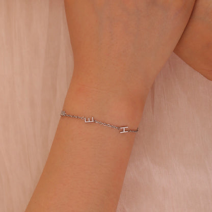 Custom Initial Letter Bracelet For Women - Stainless Steel