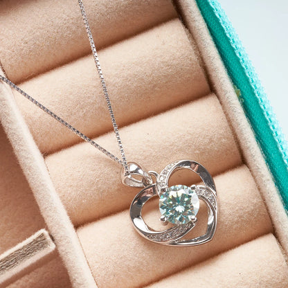 1 Carat Moissanite Pendant Necklace Silver Gold Color S925 Silver Jewelry