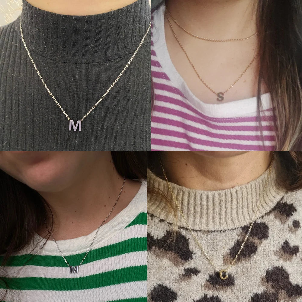 UNIQUEURA Minimalist Initial A-Z Letter Necklace for Women