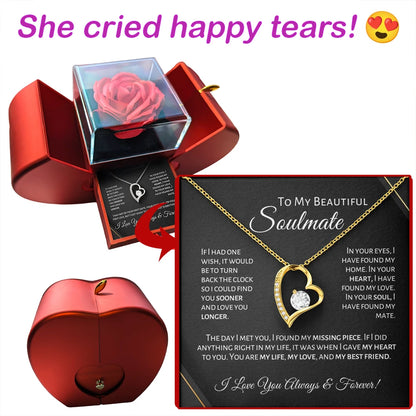 To My Beloved Wife – Soulmate Love Knot Necklace in Rose Gift Box