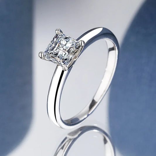 1ct GRA Certified Princess Moissanite Engagement Ring for Women