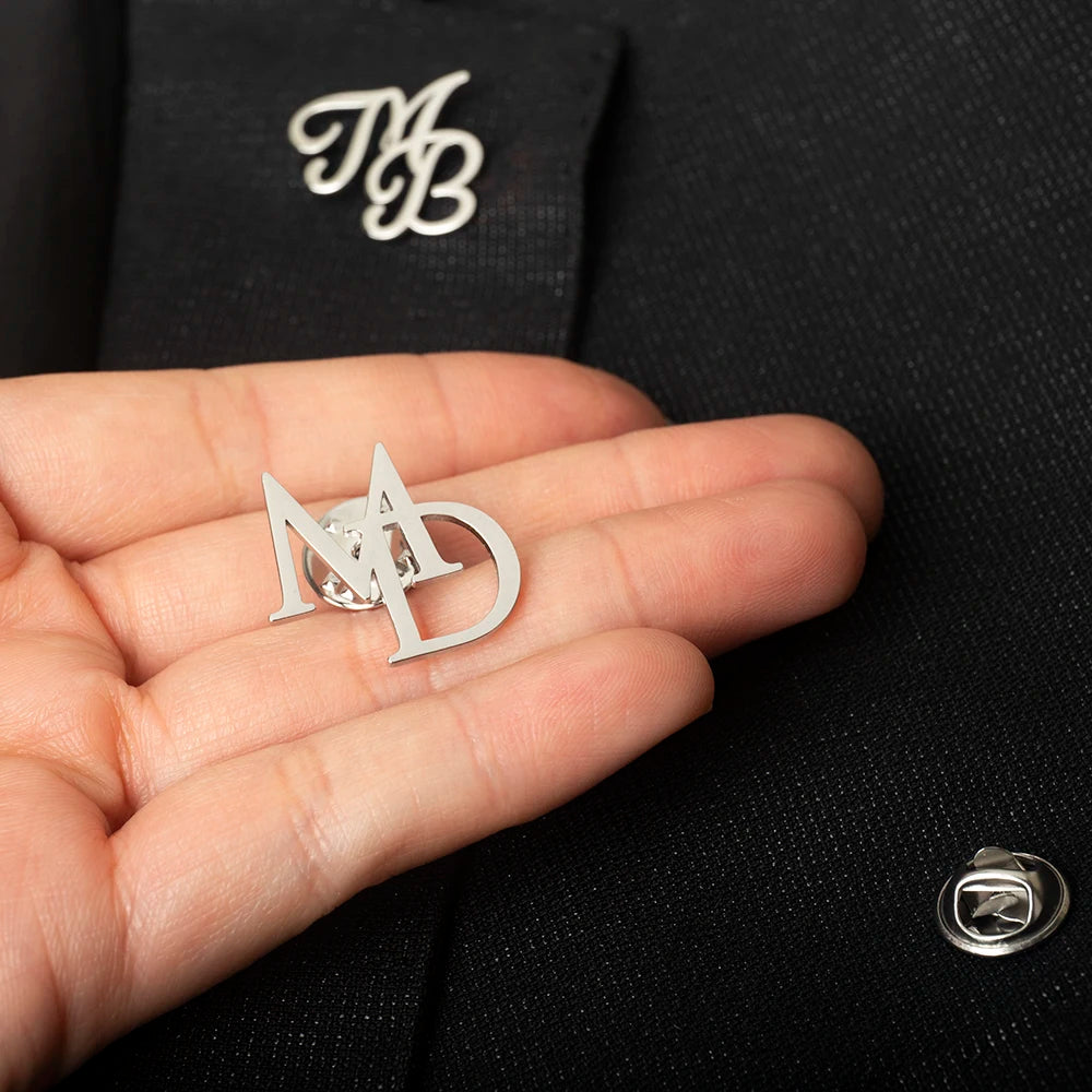 Custom Initials Brooch Stainless Steel Initials Letters