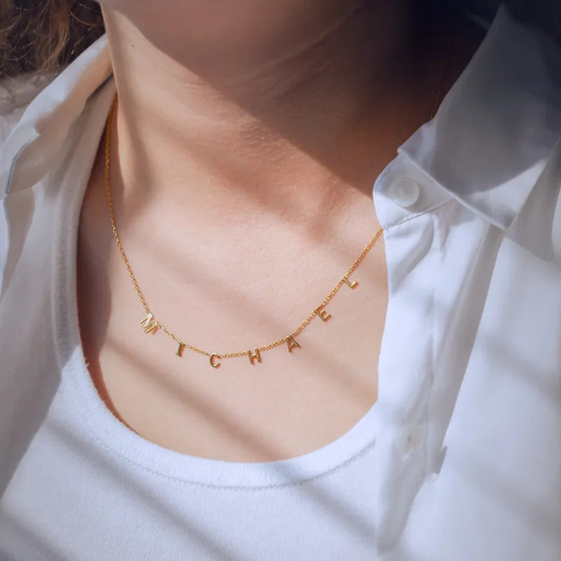 UNIQUEURA Customized Stainless Steel Initial Name Necklace Personalized