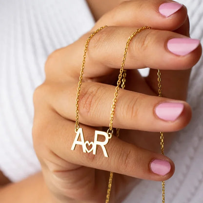 Custom Gold Color Double Initials Necklaces For Women