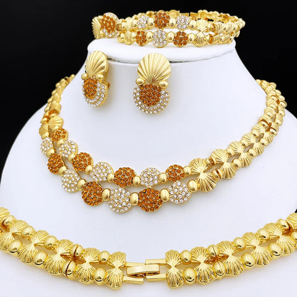 Elegant Italian 24K Gold Plated Jewelry 4pcs Set