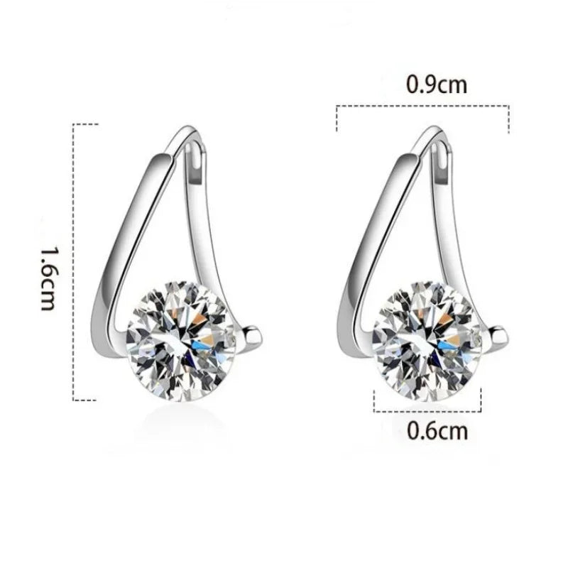925 Sterling Silver Geometric Zircon Earrings for Women