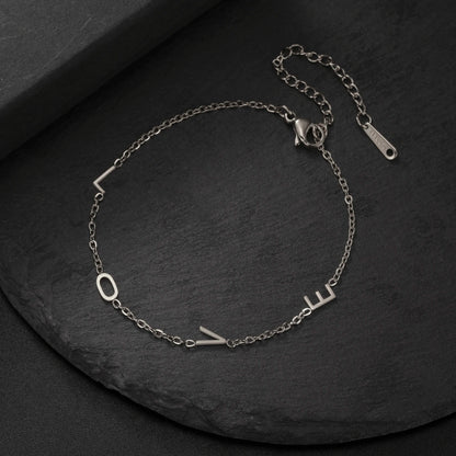 Custom Initial Letter Bracelet For Women - Stainless Steel