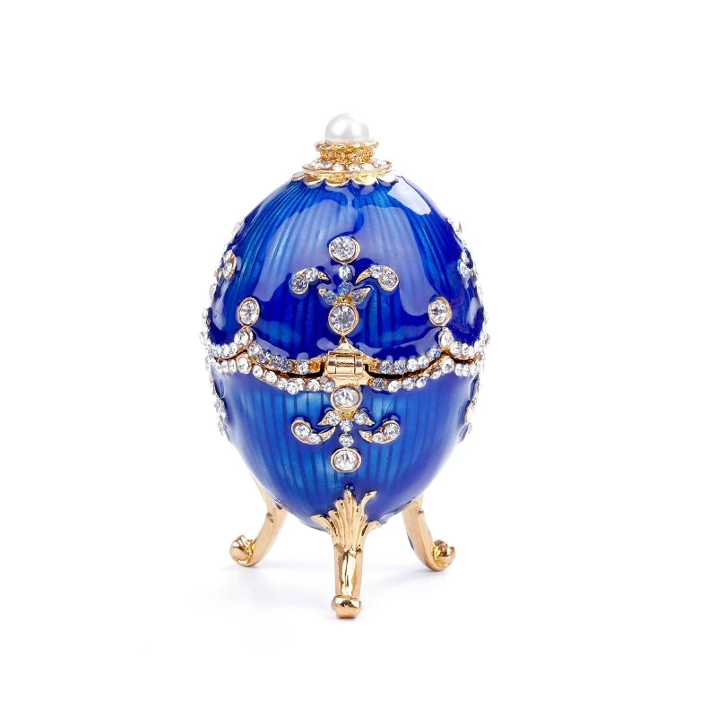 Easter Fabergé Egg Trinket Box – Hinged Enamel Jewelry Ornament
