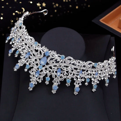 Vintage Royal Queen Bridal Wedding Crown with Jewelry Sets For Women