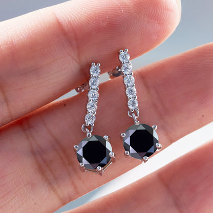 925 Sterling Silver 1 Carat Blue Color Moissanite Women Drop Earrings