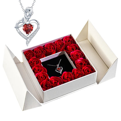 Elegant Pendant Necklace with Eternal Soap Rose Gift Box