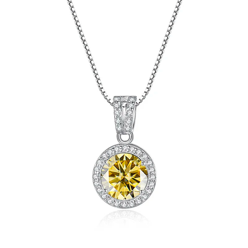 1 Carat Moissanite Diamond Pendant Necklaces For Women 925 Sterling Silver