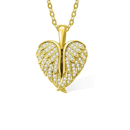 Uniqueura Custom Text Angel Wings Locket Necklace for Women Angel